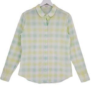 Equipment Green and Yellow Plaid Long Sleeve Blouse